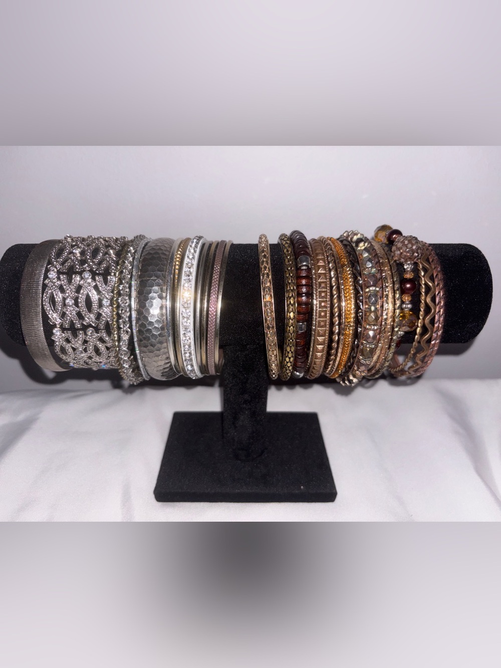 Mixed Metal Stackable Bangle Bracelet Set